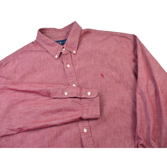 Polo Ralph Lauren Slim Fit Chambray Button Down Long Sleeve Pony Shirt Men's 2XL - Picture 1 of 11